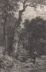 Jagt på en skovsneppe, 1864