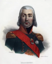 Portræt af Jean Baptiste (Jean-Baptiste) Bessieres (1768-1813), marskal af Frankrig - Mauraisse, Charles Emile (1799-1852) - 1835 - Litografi, akvarel - 32x24 - Privat samling