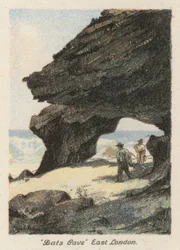 Sydafrika: "Bats Cave", East London (farvelitografi)