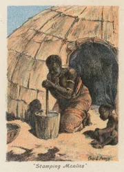 Sydafrika: "Stamping Mealies" (farvelitografi)