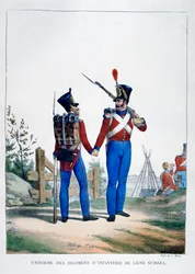 Uniform af et regiment af schweizisk infanteri, Frankrig, 1823.
