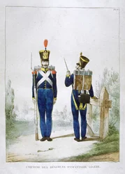 Uniform af et regiment af let infanteri, Frankrig, 1823.