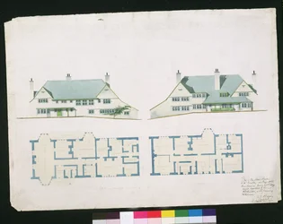 Hus, der skal bygges ved Gartmel Fell Gillhead, Windermere for J.W. Buckley Esquire, 1899 (wc og blyant på papir)