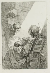 Jomfru Maria vugger Jesusbarnet