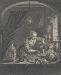 Mælkepige efter maleriet af G.Dou i hr. Poullains kabinet, midten af 1600-tallet.