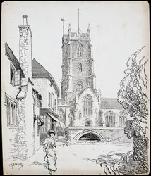 En udsigt fra den sydlige del af Priory Church of St George, Dunster, Somerset