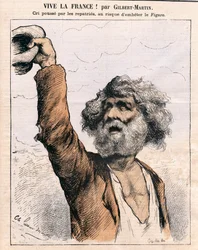 Forside til "" Le Don Quixote"", Satirisk i farver: Længe leve Frankrig - Amnesti, patriation - Illustration af Charles Gilbert-Martin (1839-1905)