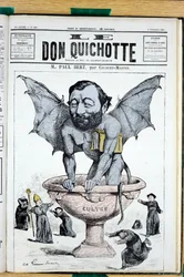 Cover af ""Le Don Quixote"", nummer 389, satirisk i farver
