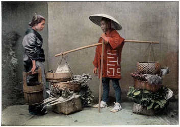 Grøntsagshandler i Japan, c1890