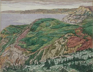 The Dorset Coast, ca. 1927 (pen & blæk & akvarel på papir)