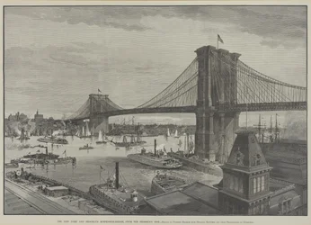 New York og Brooklyn Suspension Bridge fra Brooklyn Side, slutningen af 1800-tallet