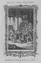 Edmund I stukket af Leolf røveren, 1773.