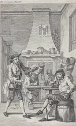 Frontispice til Tobias Smolletts Roderick Random, 1748.