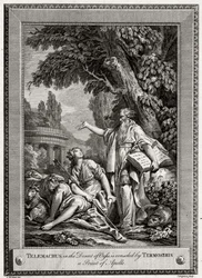 Telemachus, i Oasis-ørkenen, trøstes af Termosiris, en præst fra Apollo, 1774.
