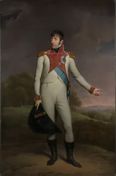 Portræt af Louis Napoleon, konge af Holland Louis Napoleon (1778-1846), konge af Holland fra 1806 til 1810, i livgardens uniform til fods, dekoreret med Storkorset af Den Kongelige Orden af Unionen af Holland og Officerskorset af L.