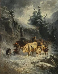 Fransk: Troupeau dans une tempête de neige Flok i snestorm