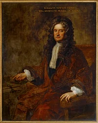 Portræt af Sir Issac Newton (maleri på lærred)