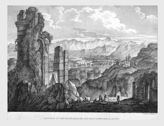 Krydset mellem Rhone og Saone, romerske ruiner nær Lyon, c1835.