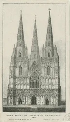 Lichfield Cathedral - West Front: engraving, 1819dani