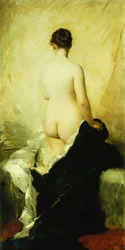 Delvist draperet nøgenfigur