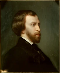 Portræt af Alfred de Musset (1810-1857) fransk digter i 1854 Maleri af Charles Landelle (1812-1908)