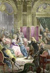 Salonen af Suzanne Curchod og Madame Necker (gravering)