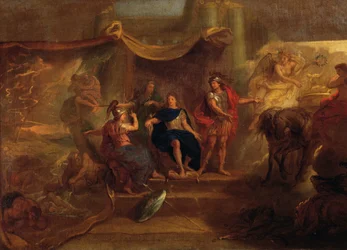 Beslutning om at føre krig mod hollandsk, loftmaleri fra Galerie des Glaces i Versailles