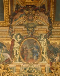 Detalje af dekorationer af Charles Le Brun (1619-1690), Spejlsalen, Versailles-paladset (UNESCOs verdensarvsliste
