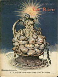 Illustration af Charles Leandre (1862-1934) til forsiden af Le Lire, 07/03/08 - Skulpturstatue, barsel - Piot Edme (1828-1909)