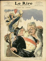 Illustration af Charles Leandre (1862-1934) til forsiden af Le Rire, 20/08/10 - Fallieres hos grevinden - Italien, republikkens præsident, Chapeau, Identifier, Venedig - Fallieres Armand (1841-1931)