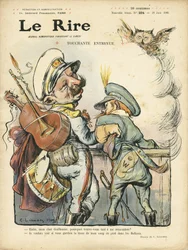Illustration af Charles Leandre (1862-1934) til forsiden af Le Rire, 26/06/09 - Touchante interview - Musik, Guitar - William II, Nicolas II