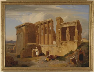 Erechtheum, Athen, med figurer i forgrunden