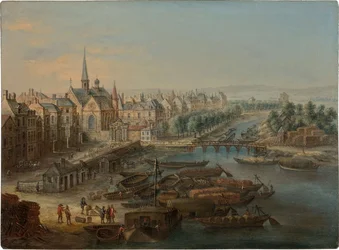 Udsigt over Arsenal, havnen Saint Paul og quai des Célestins i Paris, 1730