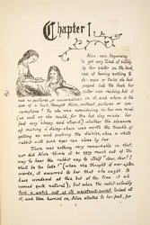 Alice med sin søster, illustration fra Alices Adventures Under Ground, pub. 1886 (faksimile)