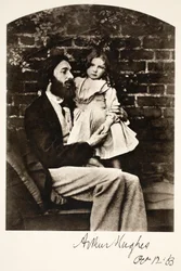 Arthur Hughes og hans datter Agnes, 12. oktober 1863 (sepiafoto)