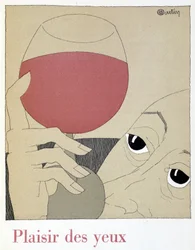 Behag for øjnene - i ""Monseigneur le vin"", tegning af Charles Martin (1884-1934), hæfte fra Nicolas Etablissementer