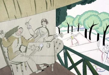 Tennis Scene, ca. 1920 (stencil på papir)
