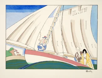 Yachting fra Sports & Entertainment, pub. 1914 (stenciltryk)