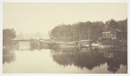 Uden titel, c. 1850. [Bro og hytte i Bois de Boulogne, en park i Paris].