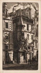 Etchings of Paris: House with a Turret, Weavers Street, 1852.