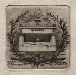 Raderinger af Paris: Molières grav på Pere Lachaise kirkegård, 1854.