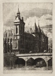Ætsninger af Paris: Klokketårnet, 1852.