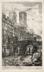 Etchings of Paris: The Little Bridge, 1850.