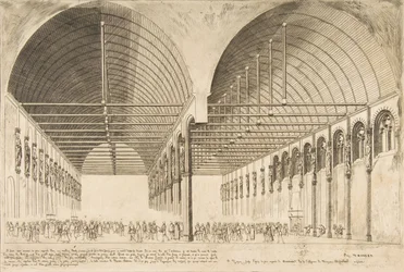 Salle des Pas-Perdus ved det tidligere Palais de Justice Forkammeret til Palais de Jus..., 1855.