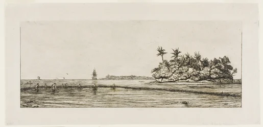 Oceanien: Fiskeri, nær øer med palmer i Uea eller Wallis Group, 1845