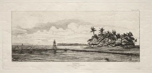 Oceanien: Fiskeri nær øer med palmer i Uea eller Wallis Group, 1845