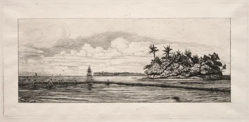 Oceanien: Fiskeri nær øer med palmer i Uea eller Wallis Group, 1863.