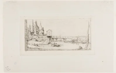 Gangbroen, der midlertidigt erstattede Pont-au-Change, Paris, efter branden i 1621