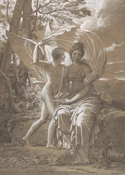 Muse Erato skriver vers inspireret af kærlighed, ca. 1797.