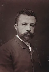 Kunstnerisk og biografisk Album, 5. Aar, Salon 1885; portræt af den belgiske maler Évariste Carpentier (1845-1922)